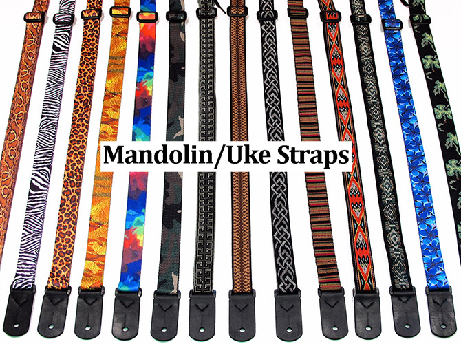 Ukuleles and Guitars in Apache Design with 1 end tab Legacystraps 1” Strap for A & F type Mandolin