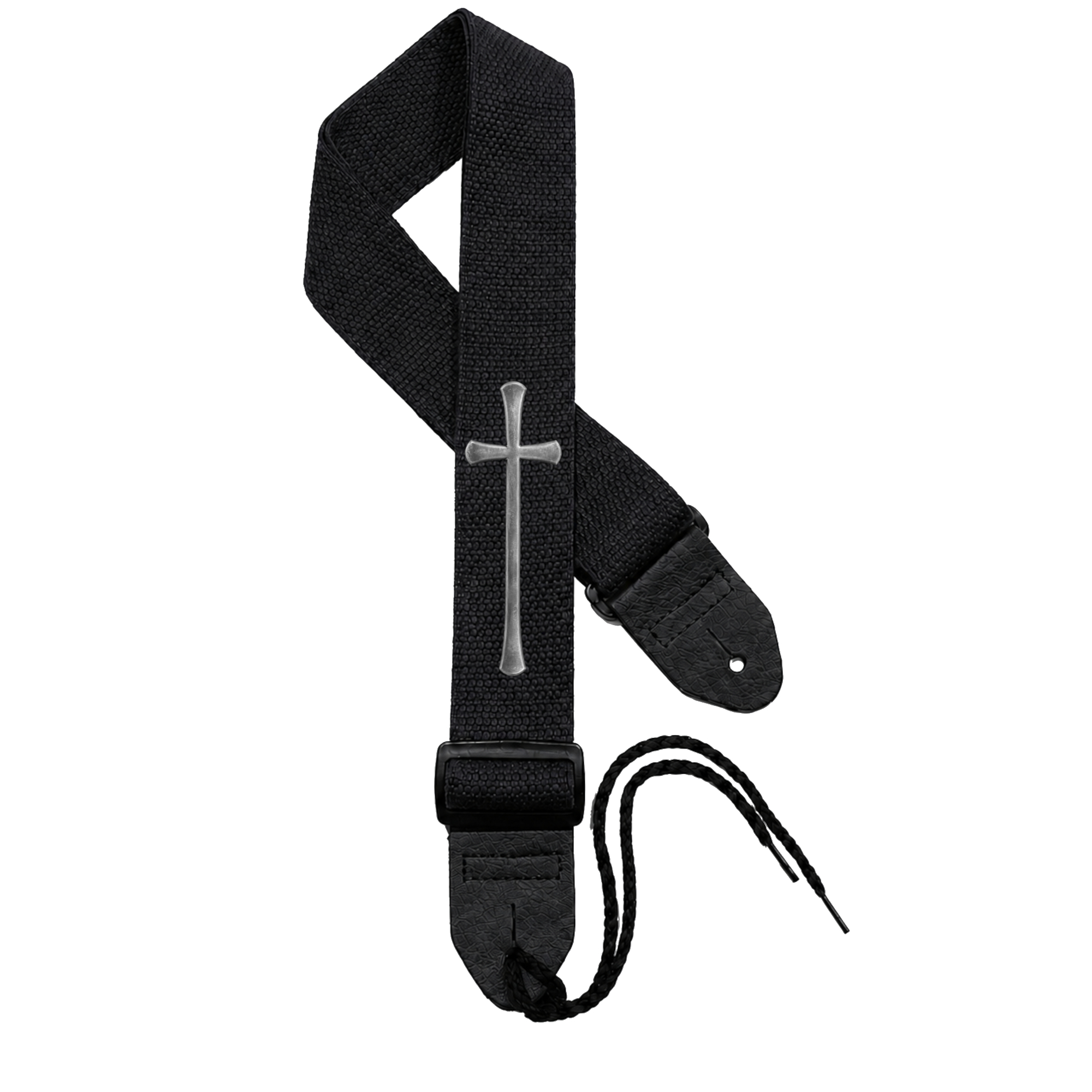 Black Strap - Pewter Elliptical Cross