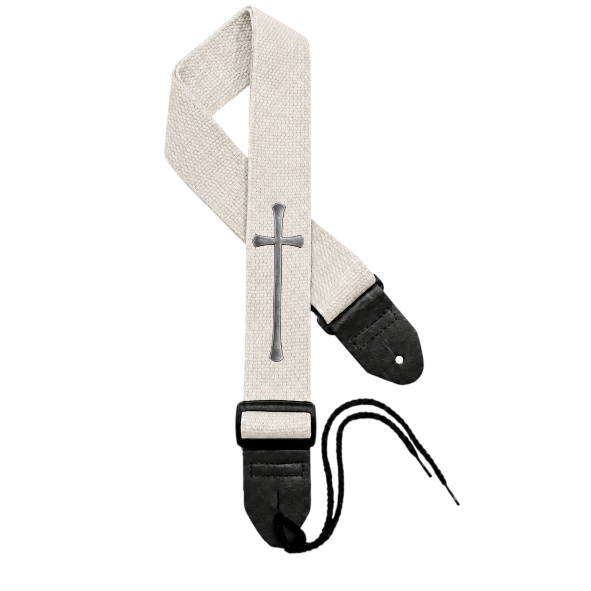 Cream Strap - Pewter Elliptical Cross
