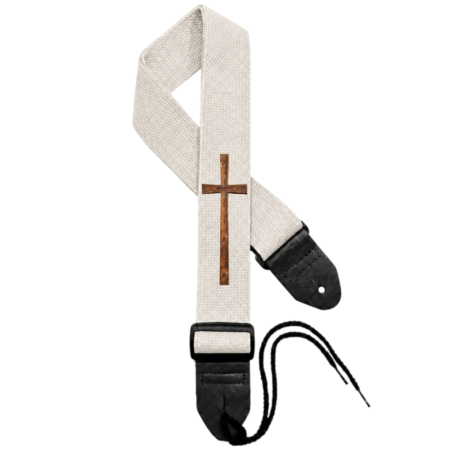 Cream Strap - Dark Wooden Cross