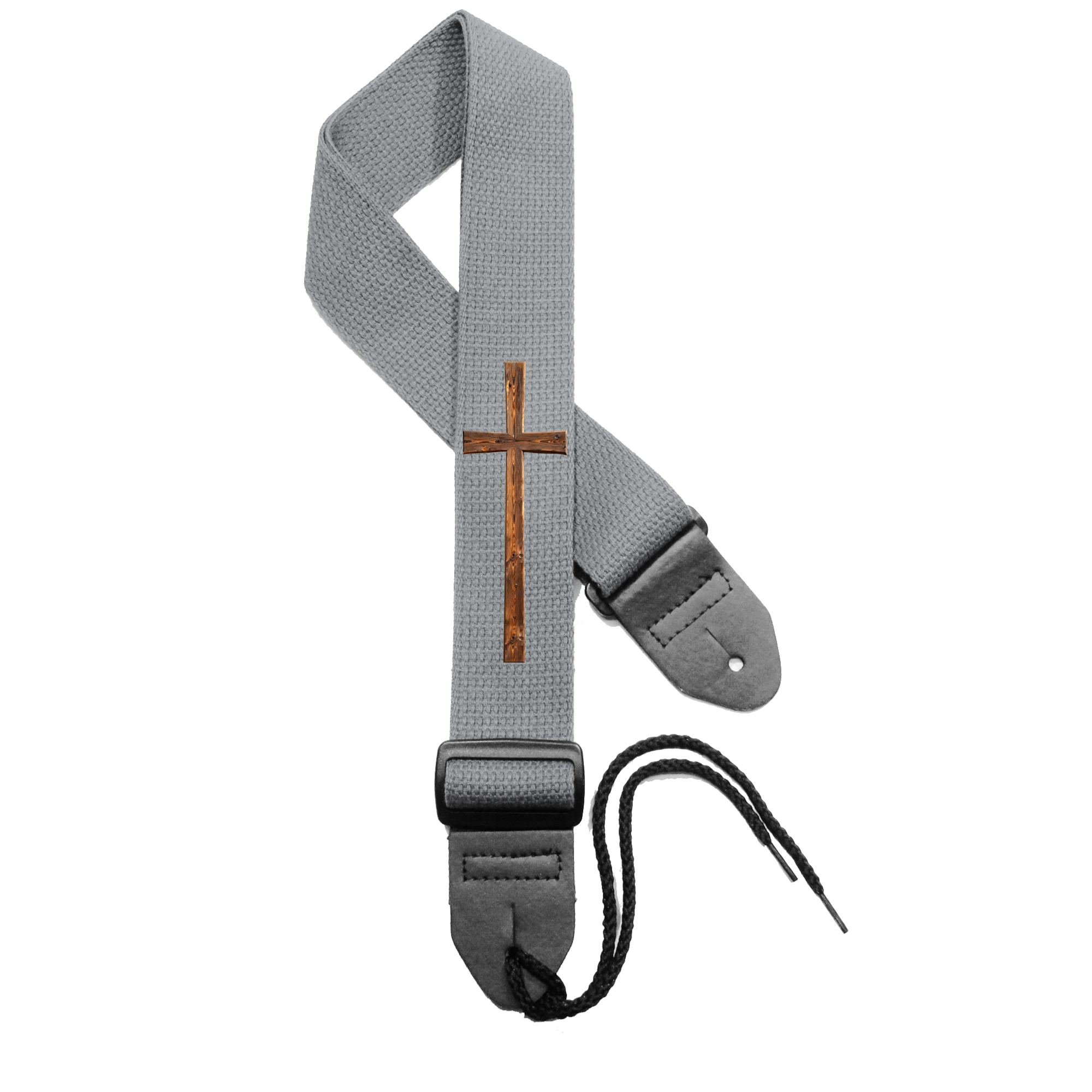 Silver Strap - Dark Wooden Cross
