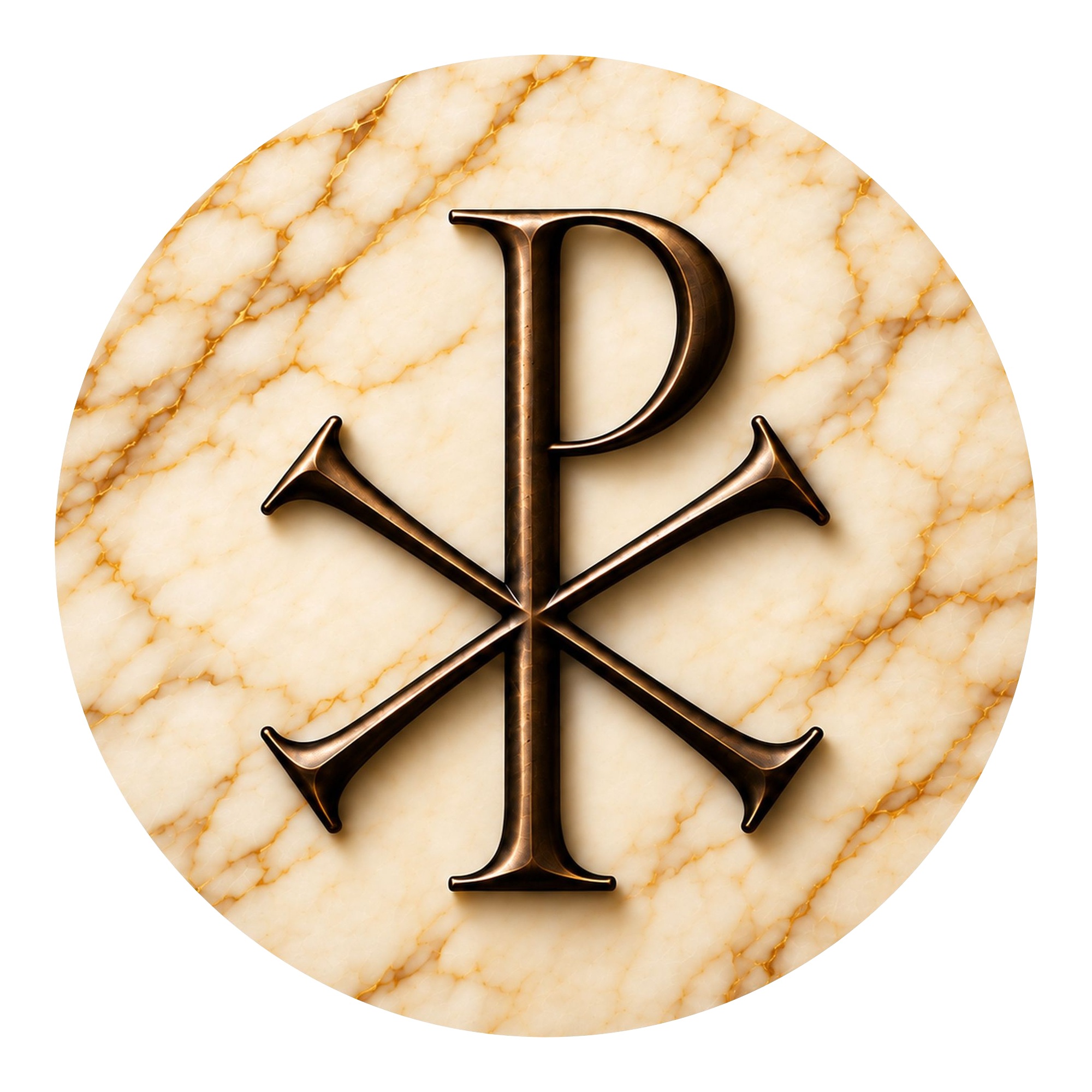 Bronze Chi Rho Pax — round printed wall hanging
