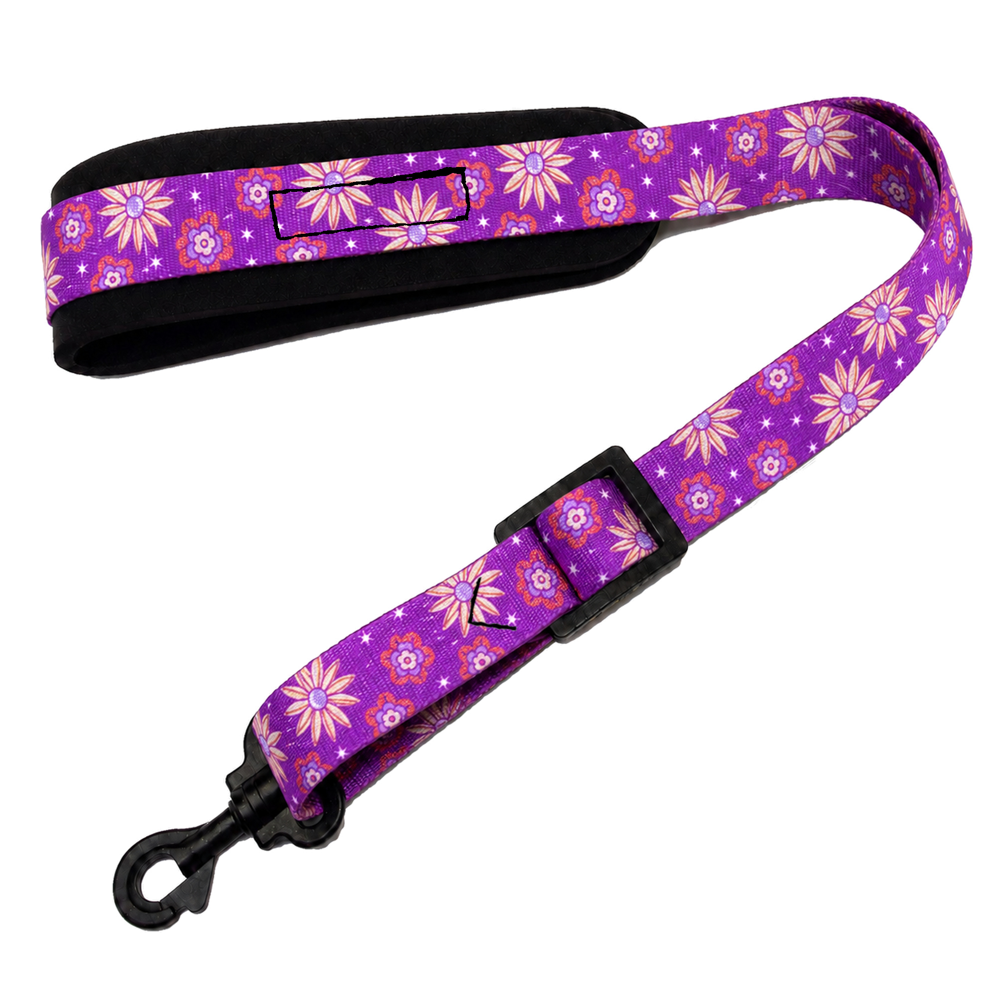 Purple Flowers SSXW saxophone neck strap